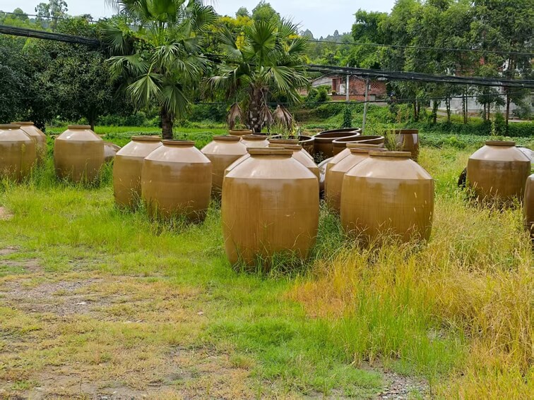 Clay wine barrels